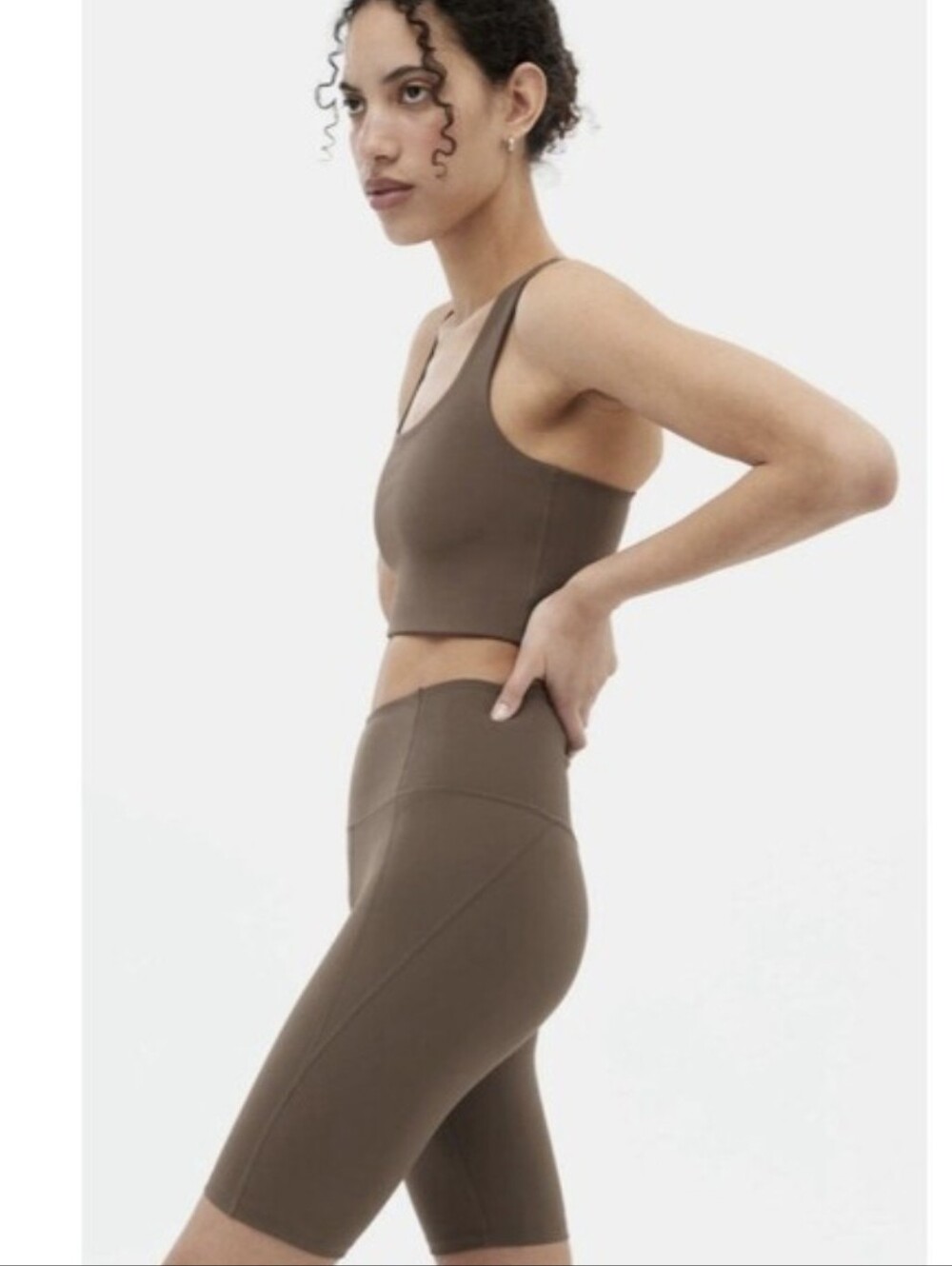 Girlfriend Collective 2 Piece  Bike Shorts & Crop Bralette Set In Olive Green